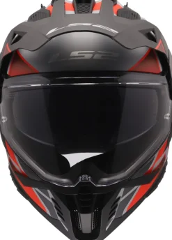 LS2 MX702 Pioneer II Block Grey Red-06> Adventure Helmen|Helmen Met Zonnevizier