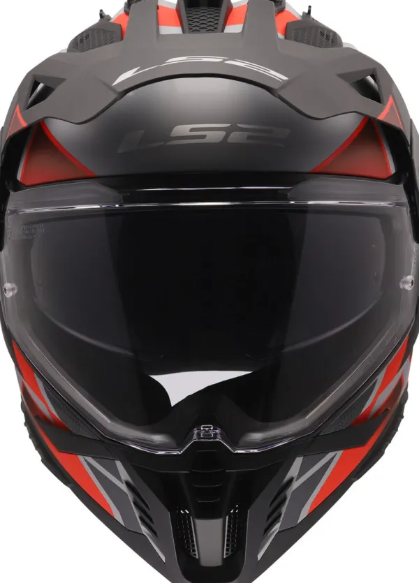 LS2 MX702 Pioneer II Block Grey Red-06> Adventure Helmen|Helmen Met Zonnevizier