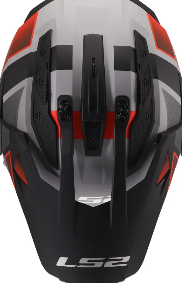 LS2 MX702 Pioneer II Block Grey Red-06> Adventure Helmen|Helmen Met Zonnevizier