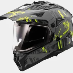 LS2 MX702 Pioneer II Crazy Matt Black Fluo Yellow> Adventure Helmen|Integraalhelmen