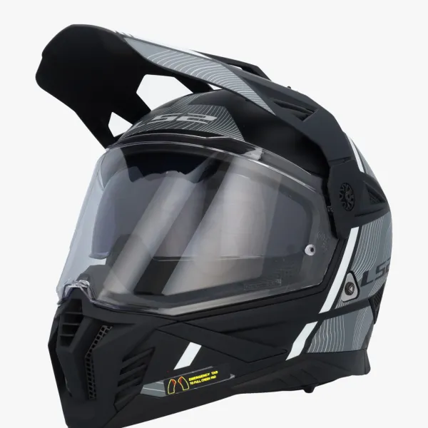 LS2 MX702 Pioneer II Hill Matt Black White> Adventure Helmen|Integraalhelmen