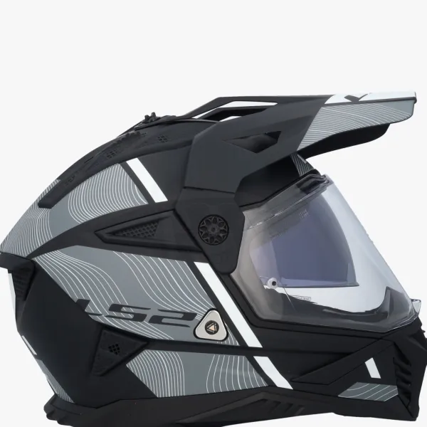 LS2 MX702 Pioneer II Hill Matt Black White> Adventure Helmen|Integraalhelmen