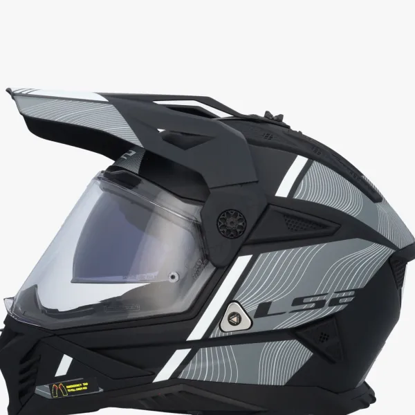 LS2 MX702 Pioneer II Hill Matt Black White> Adventure Helmen|Integraalhelmen