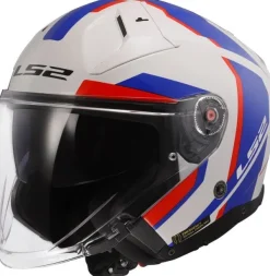 LS2 OF603 Infinity II Focus White Blue Red> Jethelmen|Helmen Met Zonnevizier