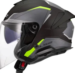 LS2 OF618 Verso II Air Black H-Vis Yellow> Jethelmen|Helmen Met Zonnevizier