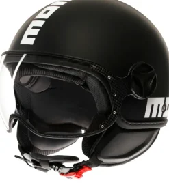 Momo FGTR Classic Mono Matt Black/White 001> Jethelmen|Helmen Met Zonnevizier