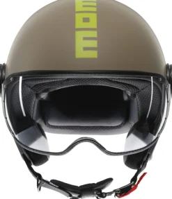 Momo FGTR Classic Mono Matt Sand/Lime 005> Jethelmen|Helmen Met Zonnevizier