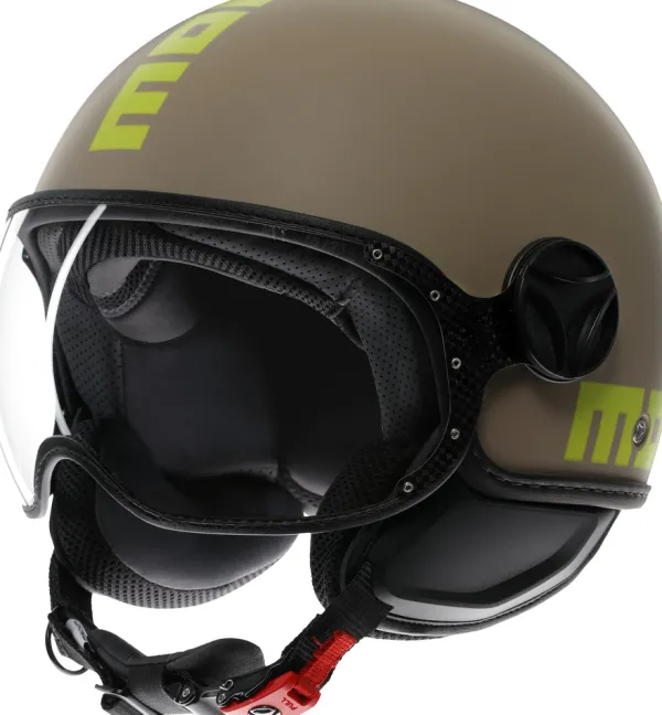 Momo FGTR Classic Mono Matt Sand/Lime 005> Jethelmen|Helmen Met Zonnevizier