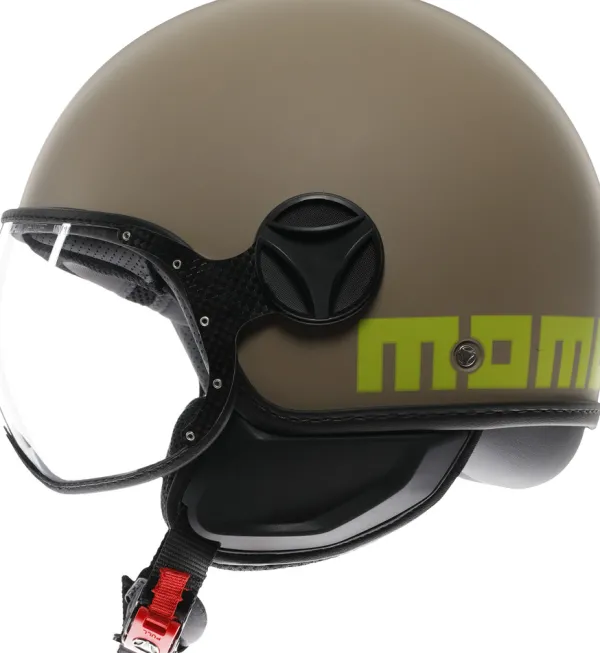 Momo FGTR Classic Mono Matt Sand/Lime 005> Jethelmen|Helmen Met Zonnevizier