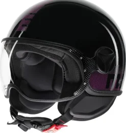 Momo FGTR Classic Stripes Black/Fucsia 011> Jethelmen|Helmen Met Zonnevizier