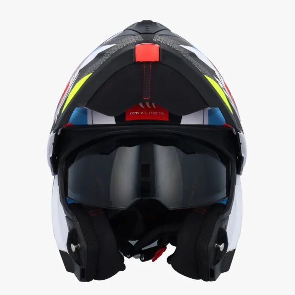 MT Atom 2 SV Bast Mat Blauw/Rood> Systeemhelmen|Helmen Met Zonnevizier