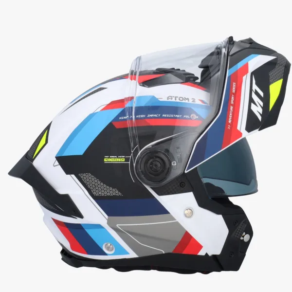 MT Atom 2 SV Bast Mat Blauw/Rood> Systeemhelmen|Helmen Met Zonnevizier