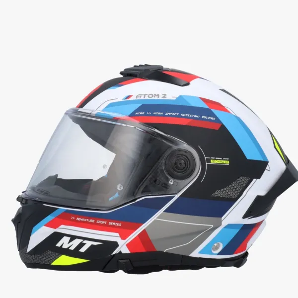 MT Atom 2 SV Bast Mat Blauw/Rood> Systeemhelmen|Helmen Met Zonnevizier
