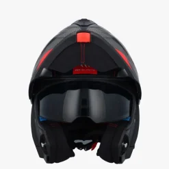 MT Atom 2 SV Bast Mat Zwart/Rood> Systeemhelmen|Helmen Met Zonnevizier