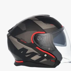 MT Jet Thunder 3 SV Bow Black/Red> Jethelmen|Helmen Met Zonnevizier