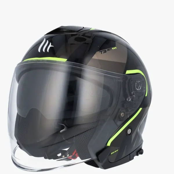 MT Jet Thunder 3 SV Bow Black/Yellow> Jethelmen|Helmen Met Zonnevizier