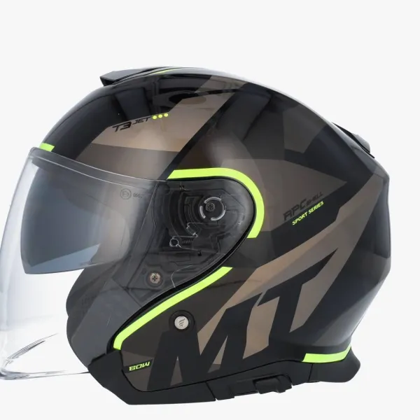 MT Jet Thunder 3 SV Bow Black/Yellow> Jethelmen|Helmen Met Zonnevizier
