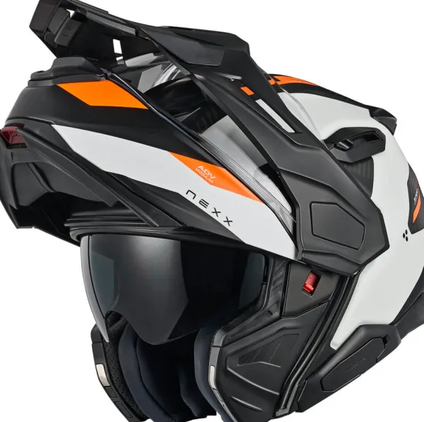 NEXX X.LIFECOUNTRY Terra Matt White/Orange> Adventure Helmen|Systeemhelmen
