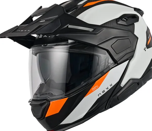 NEXX X.LIFECOUNTRY Terra Matt White/Orange> Adventure Helmen|Systeemhelmen