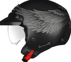 NEXX Y.10 Eagle Rider Black/Grey Mat> Retro Helmen|Helmen Met Zonnevizier