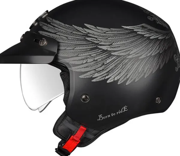 NEXX Y.10 Eagle Rider Black/Grey Mat> Retro Helmen|Helmen Met Zonnevizier