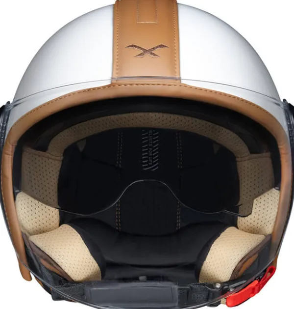 NEXX Y.10 Midtown White/Camel> Retro Helmen|Jethelmen