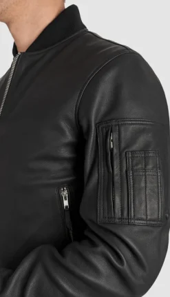 Pando Moto Falcon Motorjas Leather Aviator Black> Motorjassen