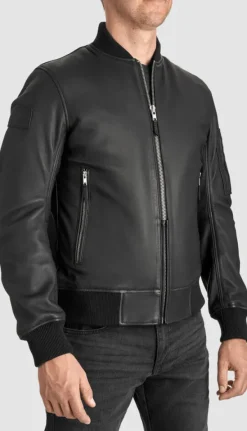 Pando Moto Falcon Motorjas Leather Aviator Black><noscript><img width=