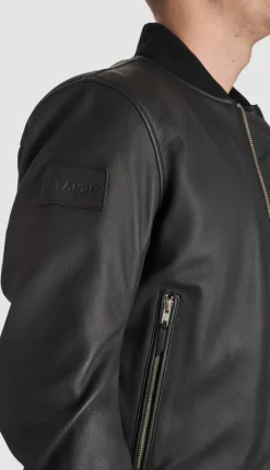 Pando Moto Falcon Motorjas Leather Aviator Black><noscript><img width=