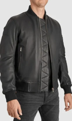 Pando Moto Falcon Motorjas Leather Aviator Black><noscript><img width=