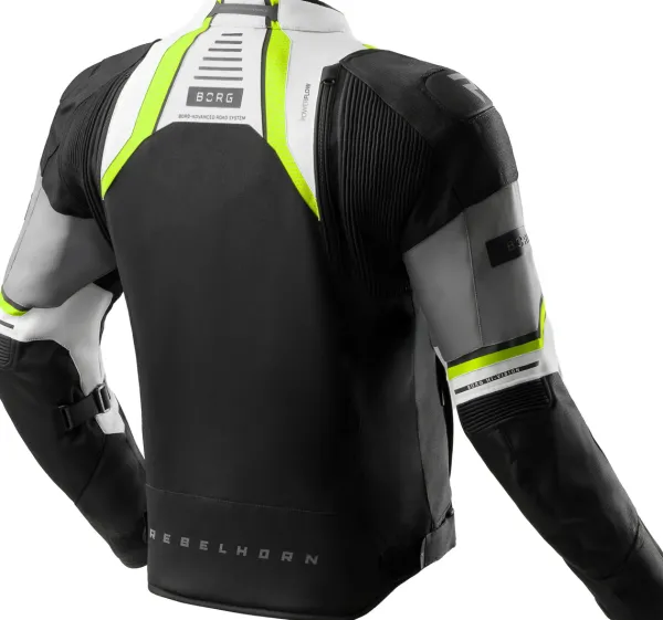 Rebelhorn Borg 2 Motorjas Black/Grey/Fluo Yellow> Motorjassen