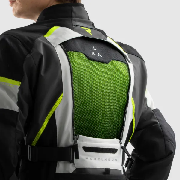 Rebelhorn Hardy 3.0 Motorjas Black/Grey/Fluo Yellow> Motorjassen