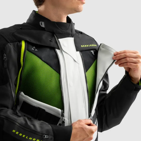 Rebelhorn Hardy 3.0 Motorjas Black/Grey/Fluo Yellow> Motorjassen