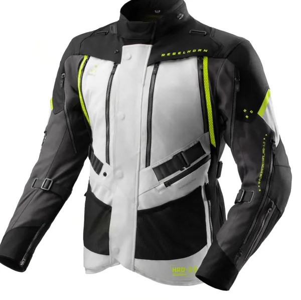 Rebelhorn Hardy 3.0 Motorjas Black/Grey/Fluo Yellow> Motorjassen