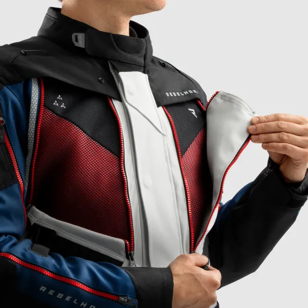 Rebelhorn Hardy 3.0 Motorjas Blue/Grey/Red> Motorjassen