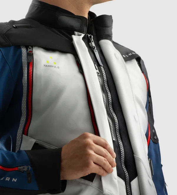 Rebelhorn Hardy 3.0 Motorjas Blue/Grey/Red> Motorjassen