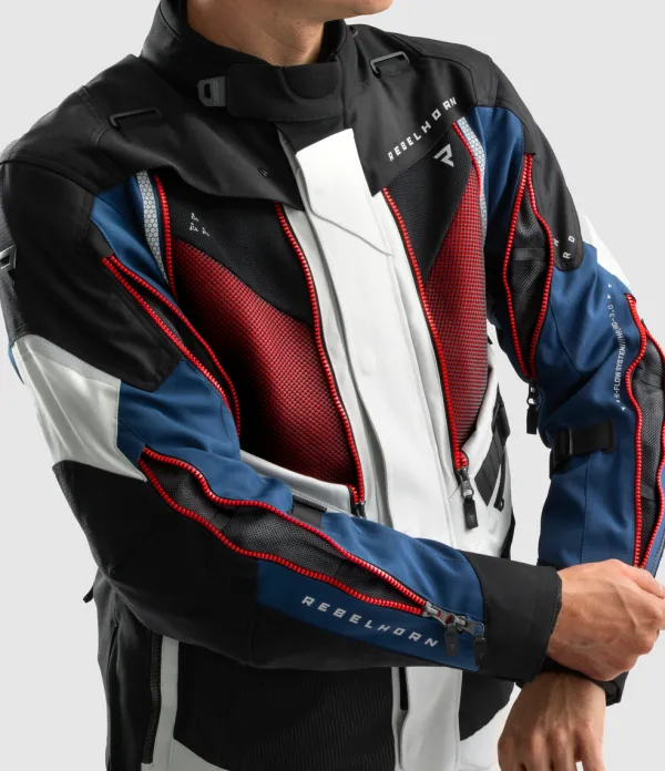 Rebelhorn Hardy 3.0 Motorjas Blue/Grey/Red> Motorjassen