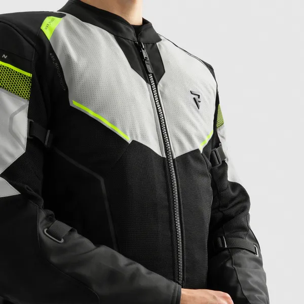 Rebelhorn Hiflow 5 Motorjas Black/Grey/Fluo Yellow> Motorjassen