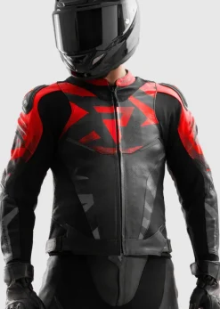 Rebelhorn Inferno Motorjas Black/Fluo Red> Motorjassen