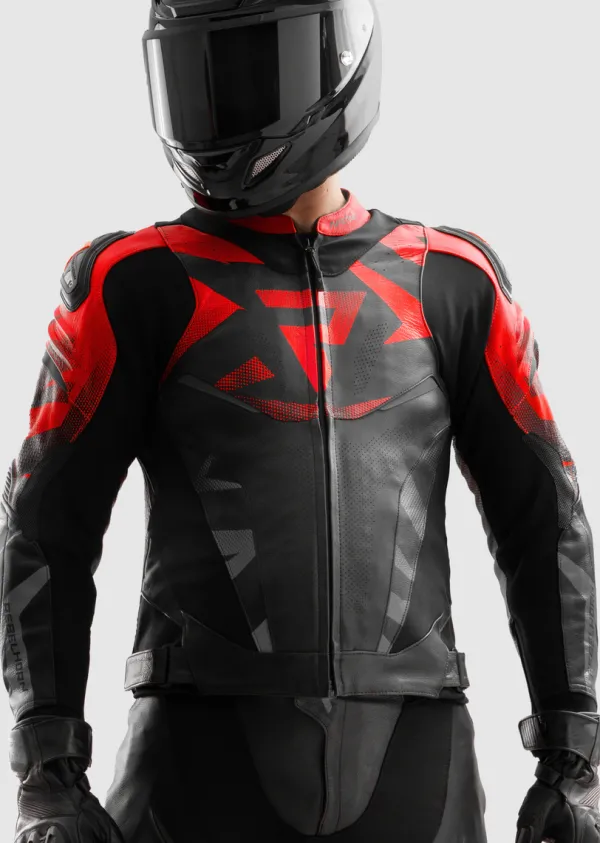Rebelhorn Inferno Motorjas Black/Fluo Red> Motorjassen