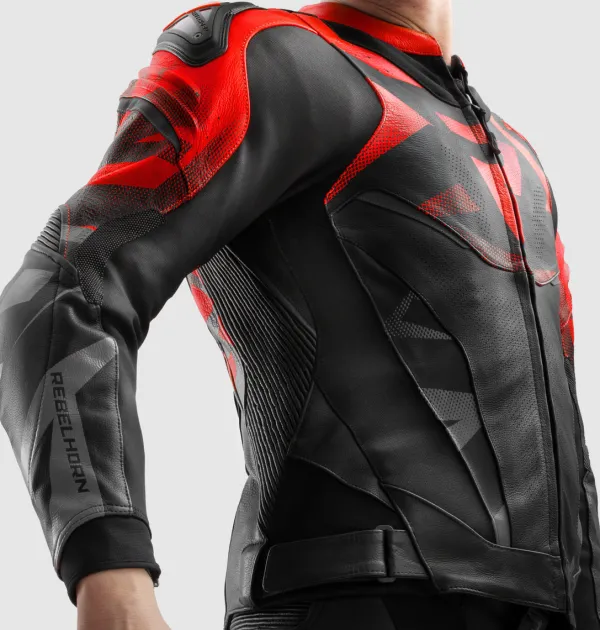 Rebelhorn Inferno Motorjas Black/Fluo Red> Motorjassen