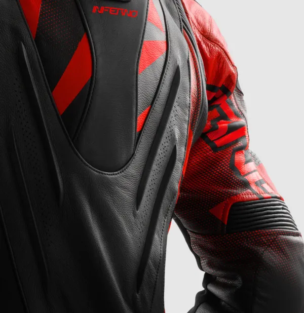 Rebelhorn Inferno Motorjas Black/Fluo Red> Motorjassen