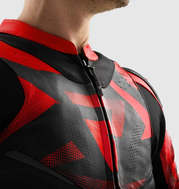 Rebelhorn Inferno Motorjas Black/Fluo Red> Motorjassen