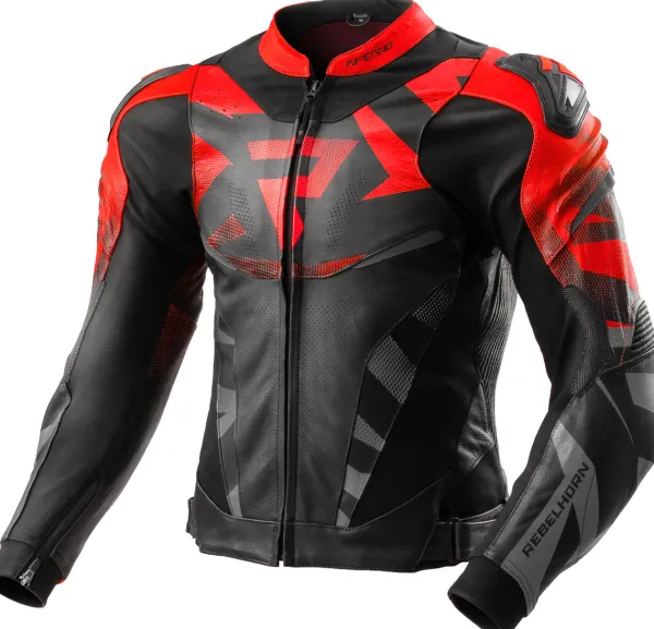 Rebelhorn Inferno Motorjas Black/Fluo Red> Motorjassen