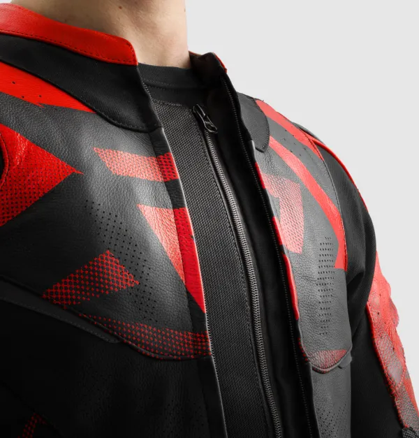 Rebelhorn Inferno Motorjas Black/Fluo Red> Motorjassen