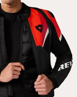 REV'IT Automate Motorjas Black/Neon Red> Motorjassen