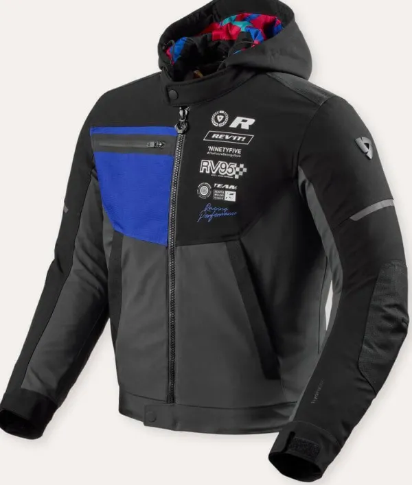 REV'IT Haste H2O Motorjas Black/Blue> Motorjassen