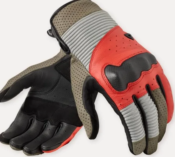 REV'IT Lewisville Gloves Sand/Red> Motorhandschoenen
