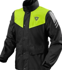 REV'IT Nitric 4 H2O Rainjacket Black/Neon Yellow> Regenkleding