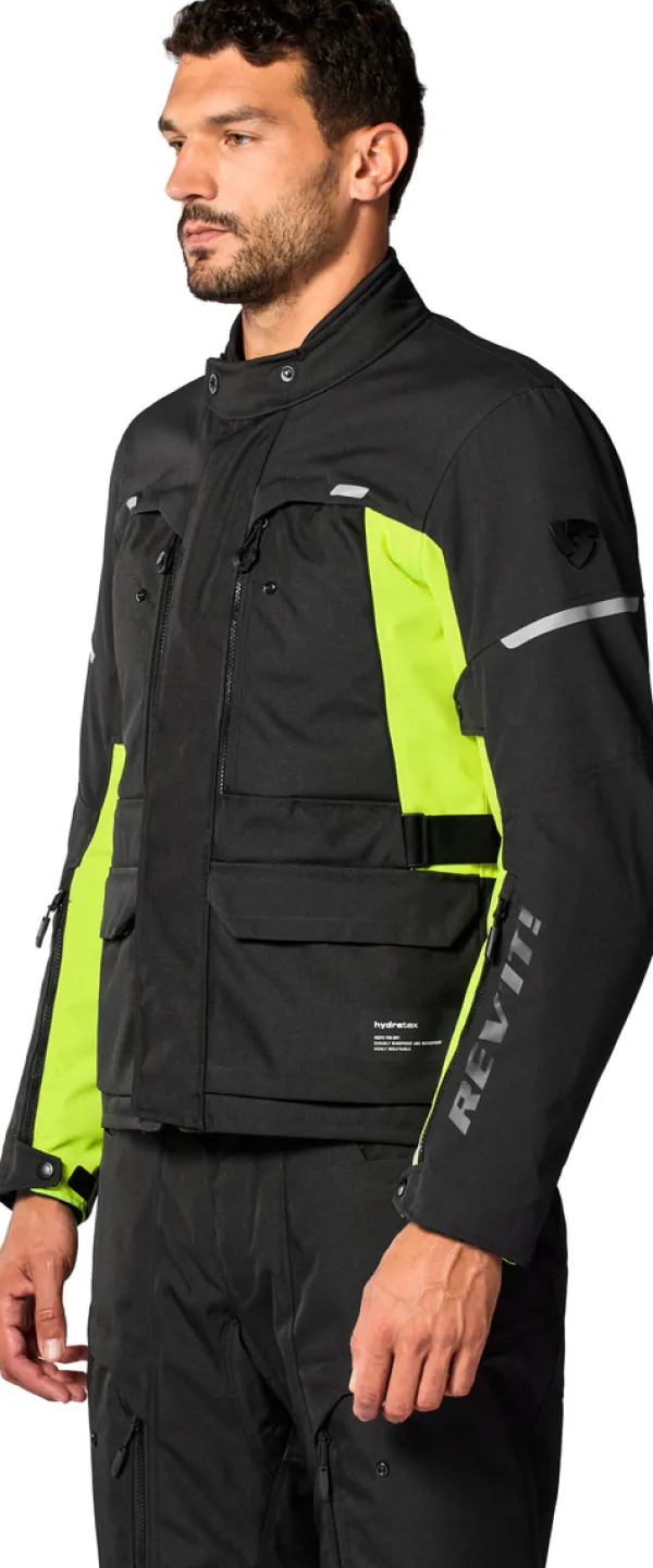 REV'IT Outback 5 H2O Motorjas Black/Neon Yellow> Motorjassen